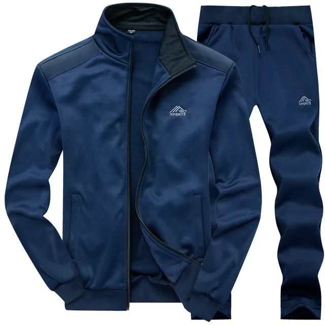 Sets Tracksuit Men Autumn Winter Hooded Sweatshirt Drawstring Outfit Sportswear 2019 Male Suit Pullover Two Piece Set Casual