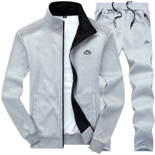 Sets Tracksuit Men Autumn Winter Hooded Sweatshirt Drawstring Outfit Sportswear 2019 Male Suit Pullover Two Piece Set Casual