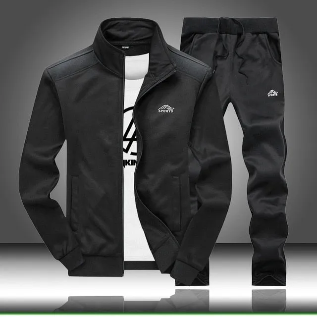 Sets Tracksuit Men Autumn Winter Hooded Sweatshirt Drawstring Outfit Sportswear 2019 Male Suit Pullover Two Piece Set Casual