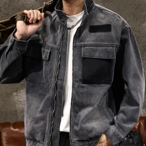 Stand Collar Denim Jacket P1065