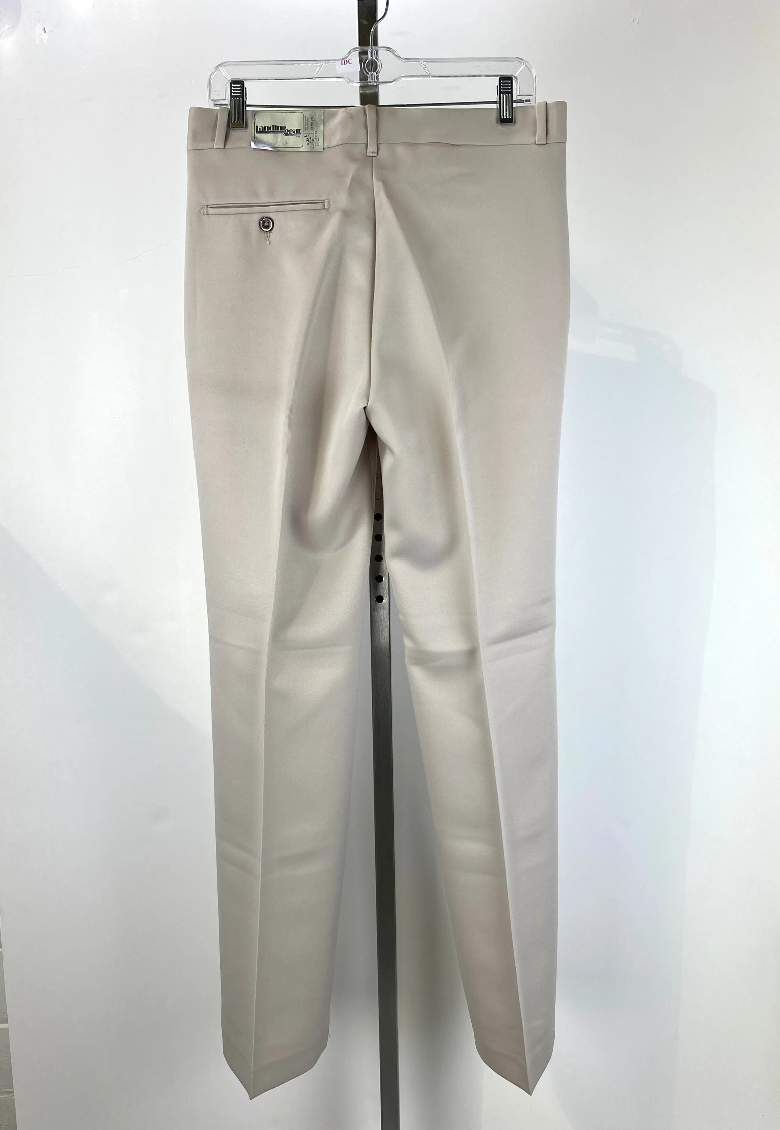 Vintage 1970s Deadstock Straight-Leg Polyester Trouser's, Men's Beige Slacks, NOS
