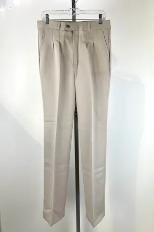 Vintage 1970s Deadstock Straight-Leg Polyester Trouser's, Men's Beige Slacks, NOS