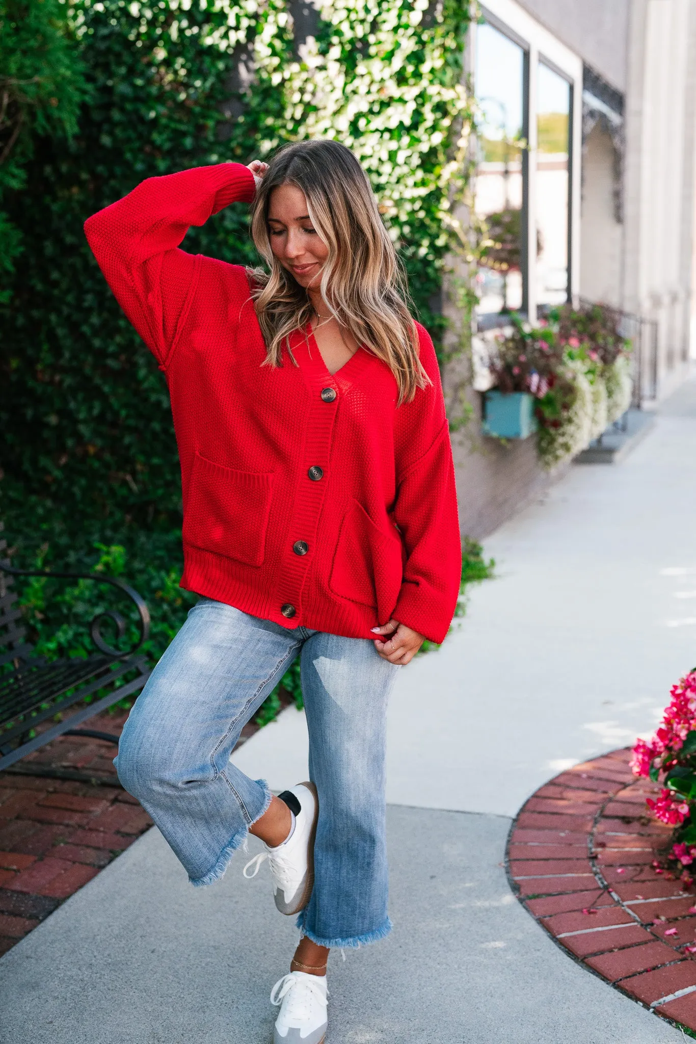 Wish You Well Comfy Cardigan - Red