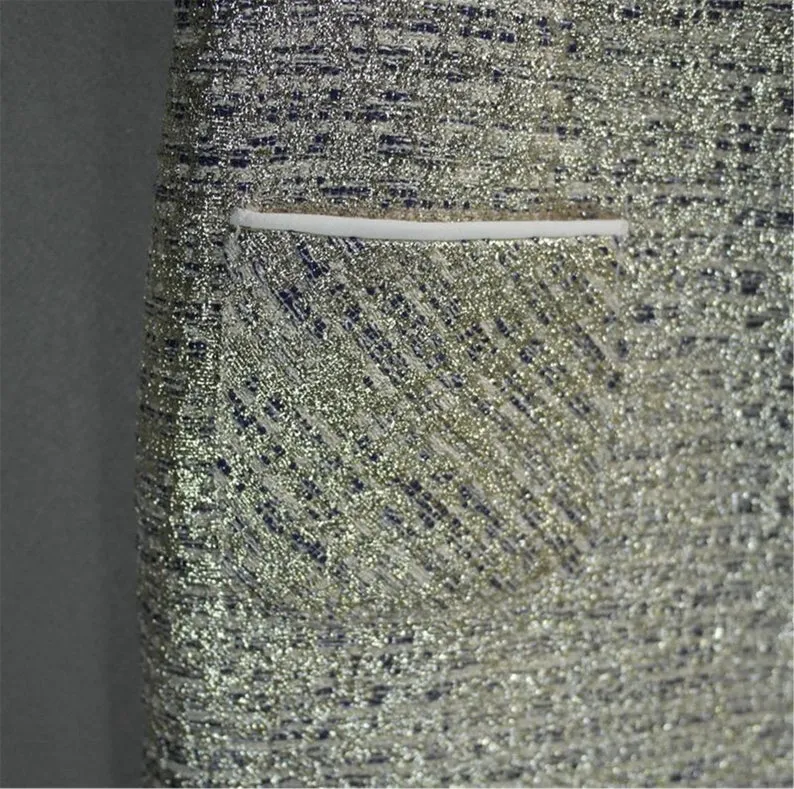 Women Silver Sparkle Round Neck Tweed Sheath Dress