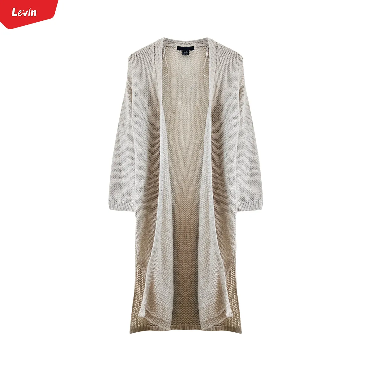 Womens Long Waffle Knit Open Cardigan