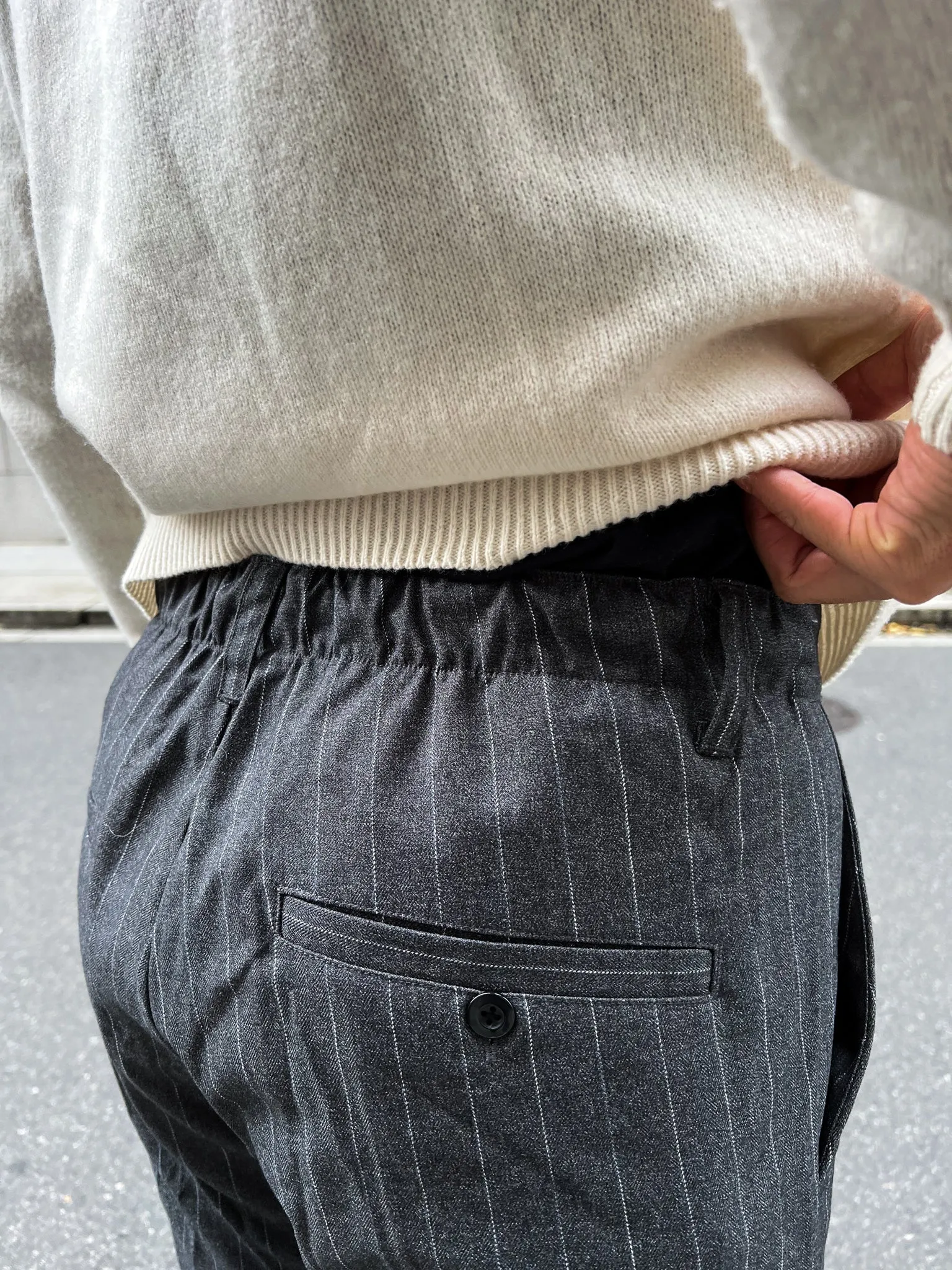 Wool stripe slacks