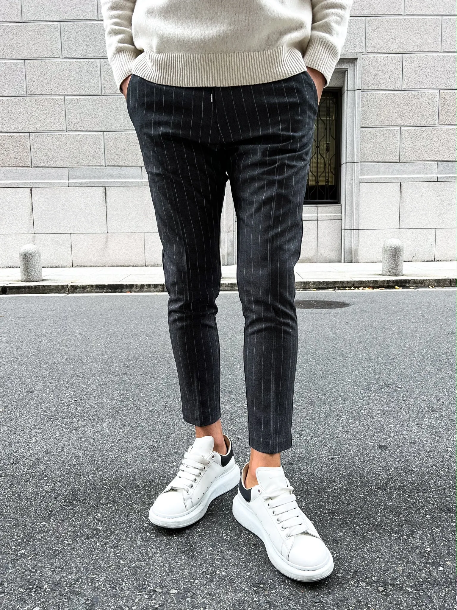 Wool stripe slacks