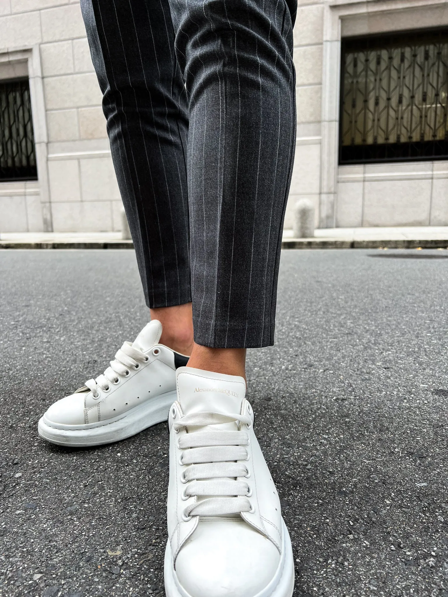 Wool stripe slacks