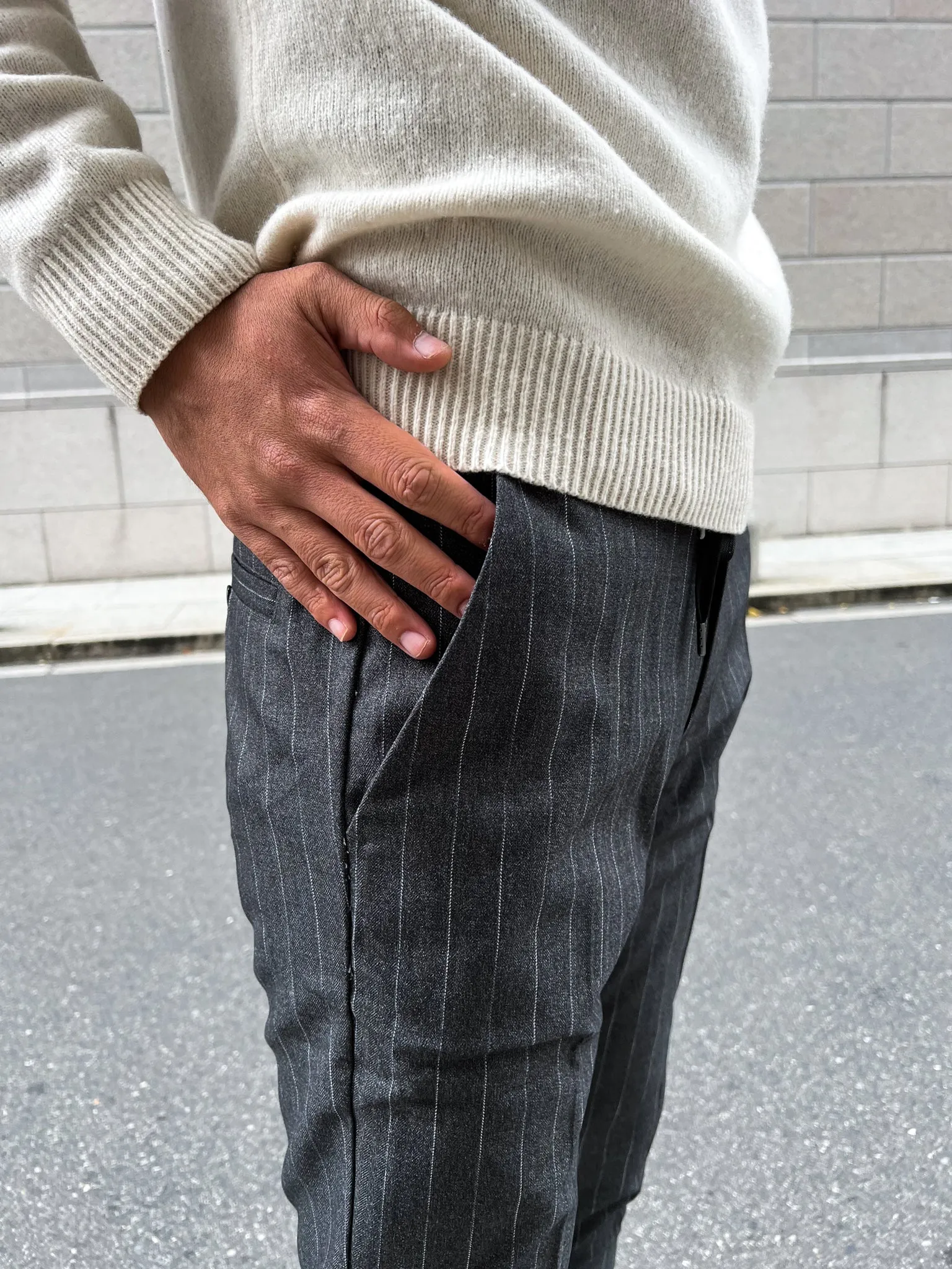 Wool stripe slacks