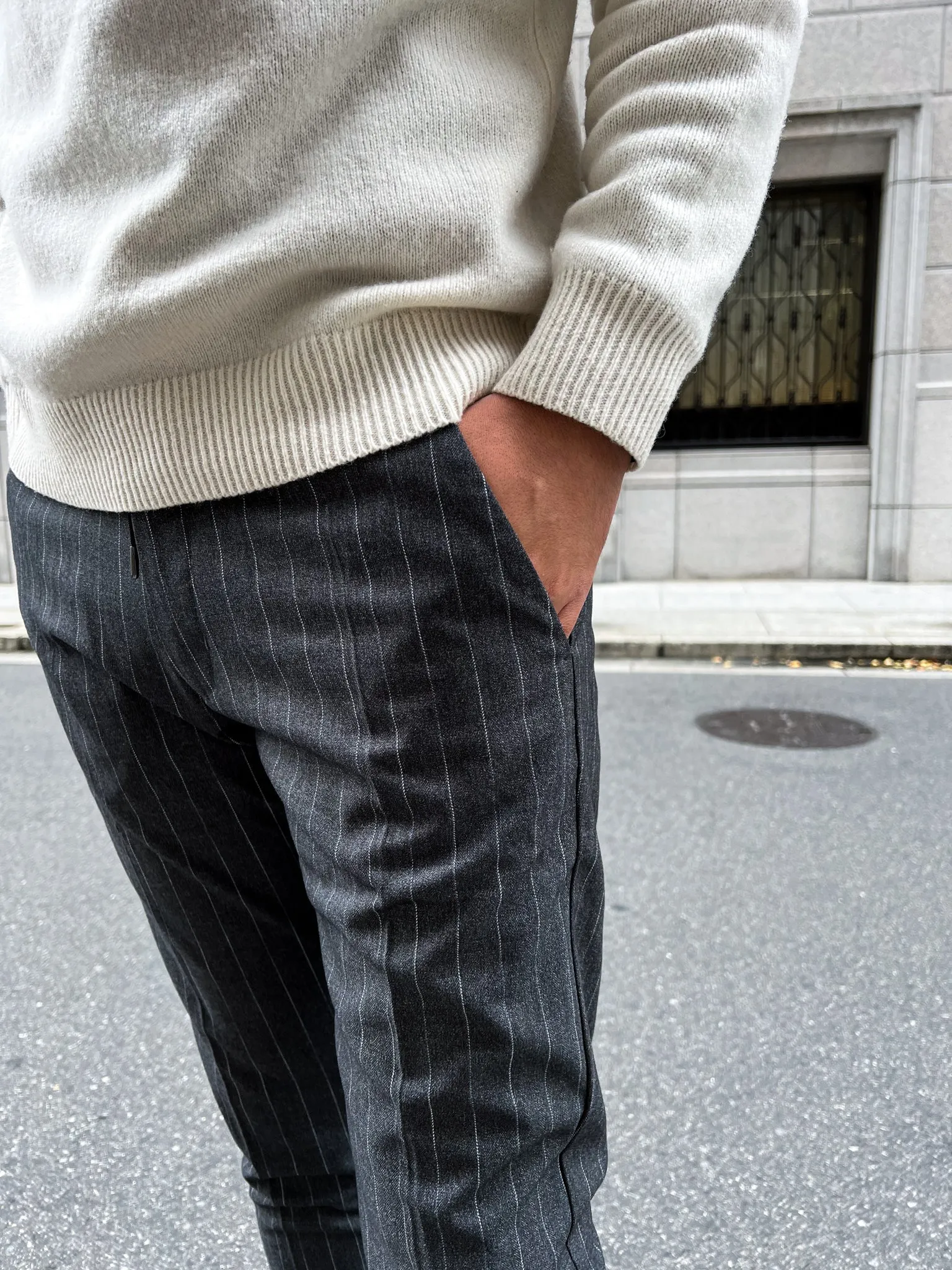 Wool stripe slacks